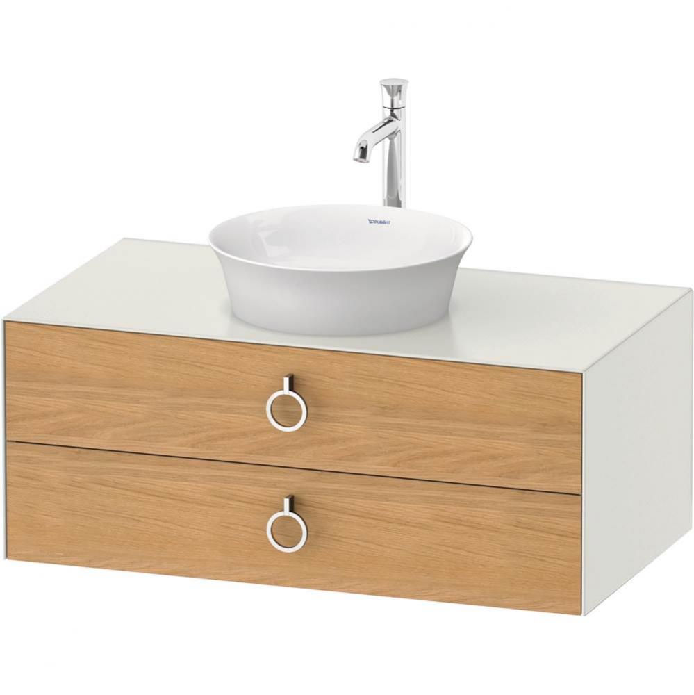 White Tulip Wall-Mounted Vanity Unit Natural Oak Solid/White Satin Matte