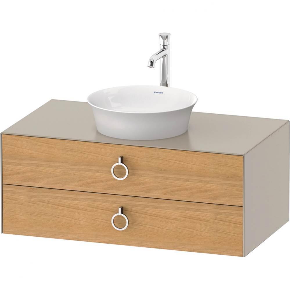 White Tulip Wall-Mounted Vanity Unit Natural Oak Solid/Taupe Satin Matte