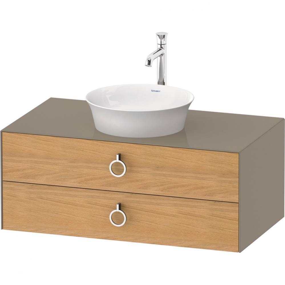 White Tulip Wall-Mounted Vanity Unit Natural Oak Solid/Stone Gray High Gloss