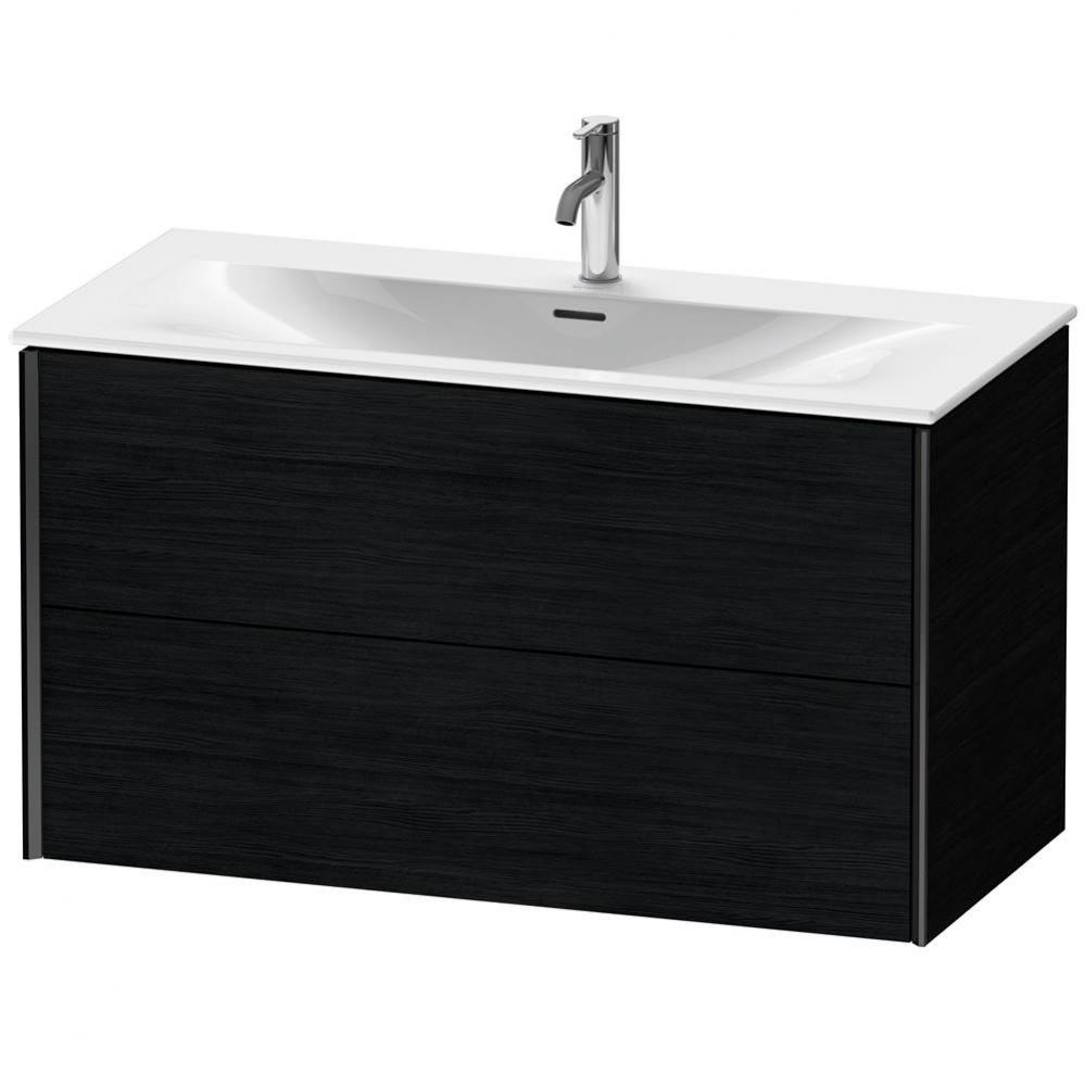 XViu Two Drawer Wall-Mount Vanity Unit Oak Black