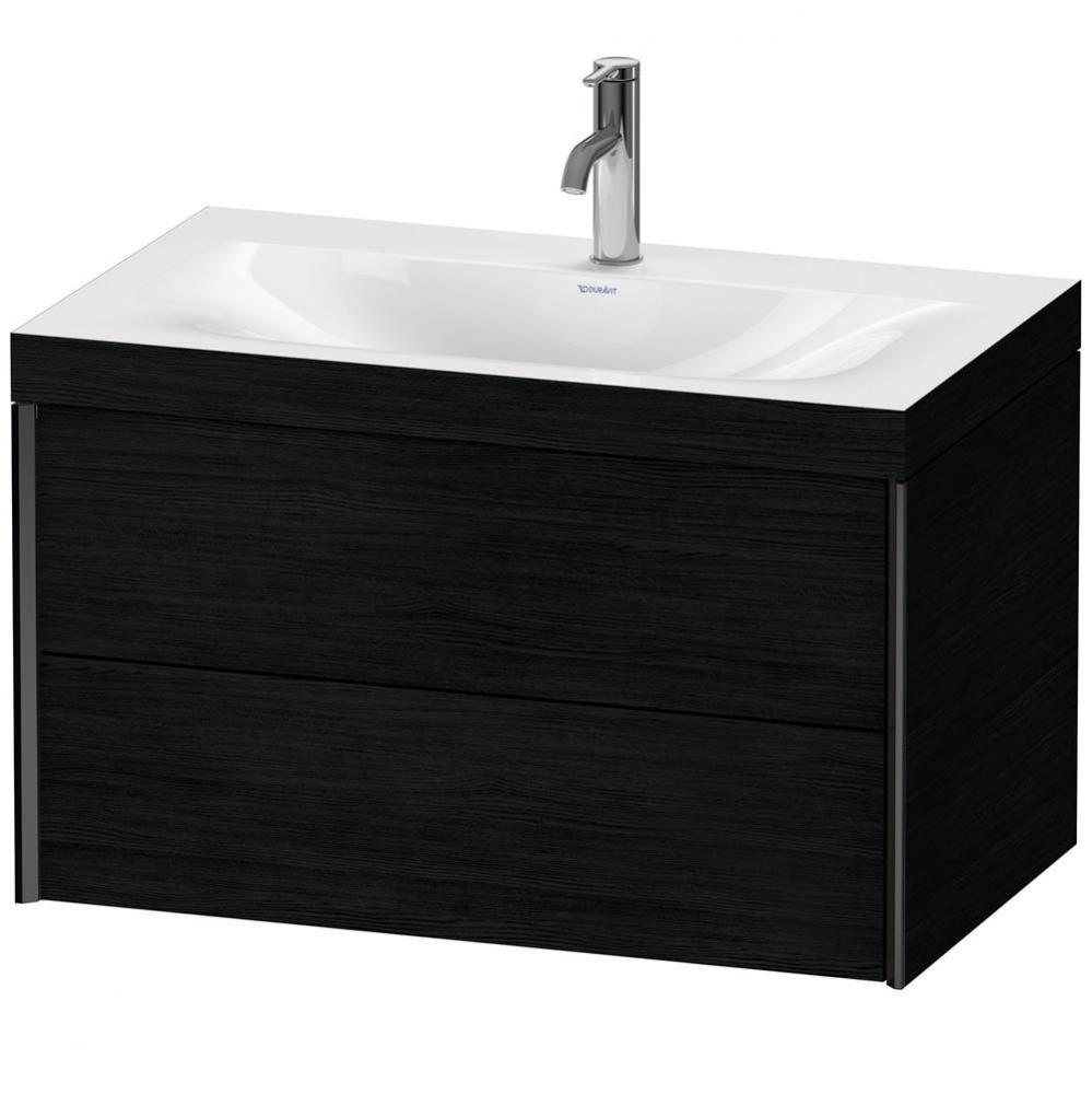 XViu Two Drawer C-Bonded Wall-Mount Vanity Kit Oak Black