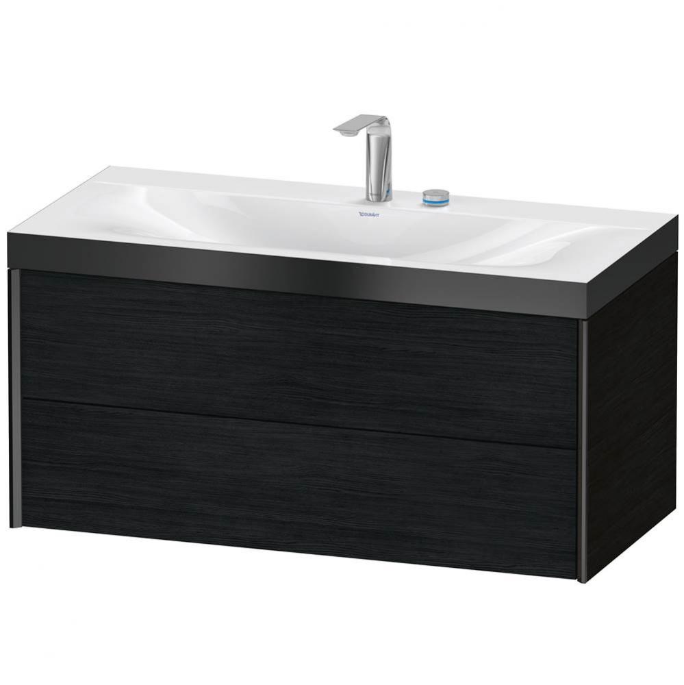 XViu Two Drawer C-Bonded Wall-Mount Vanity Kit Oak Black