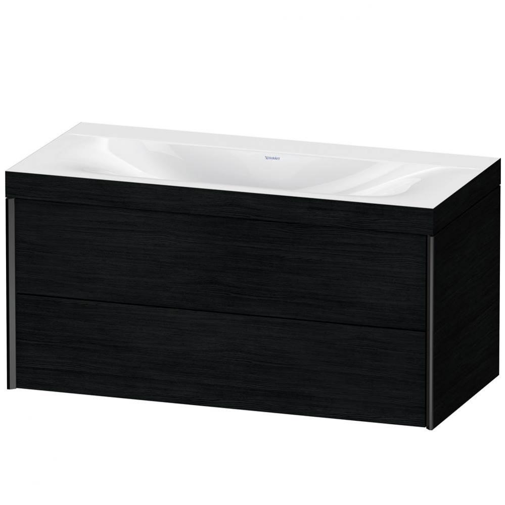 XViu Two Drawer C-Bonded Wall-Mount Vanity Kit Oak Black