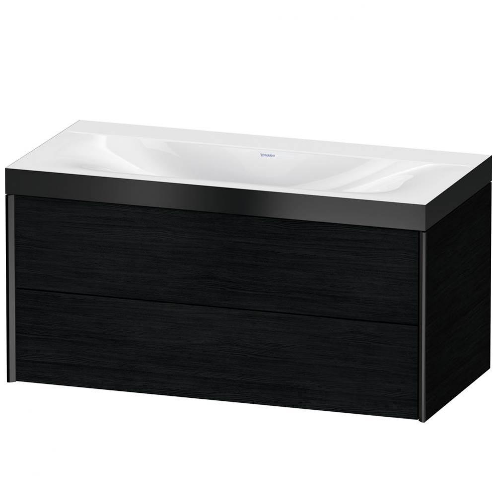 XViu Two Drawer C-Bonded Wall-Mount Vanity Kit Oak Black