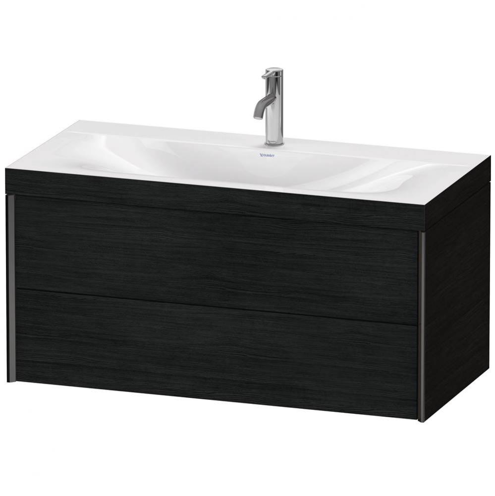 XViu Two Drawer C-Bonded Wall-Mount Vanity Kit Oak Black