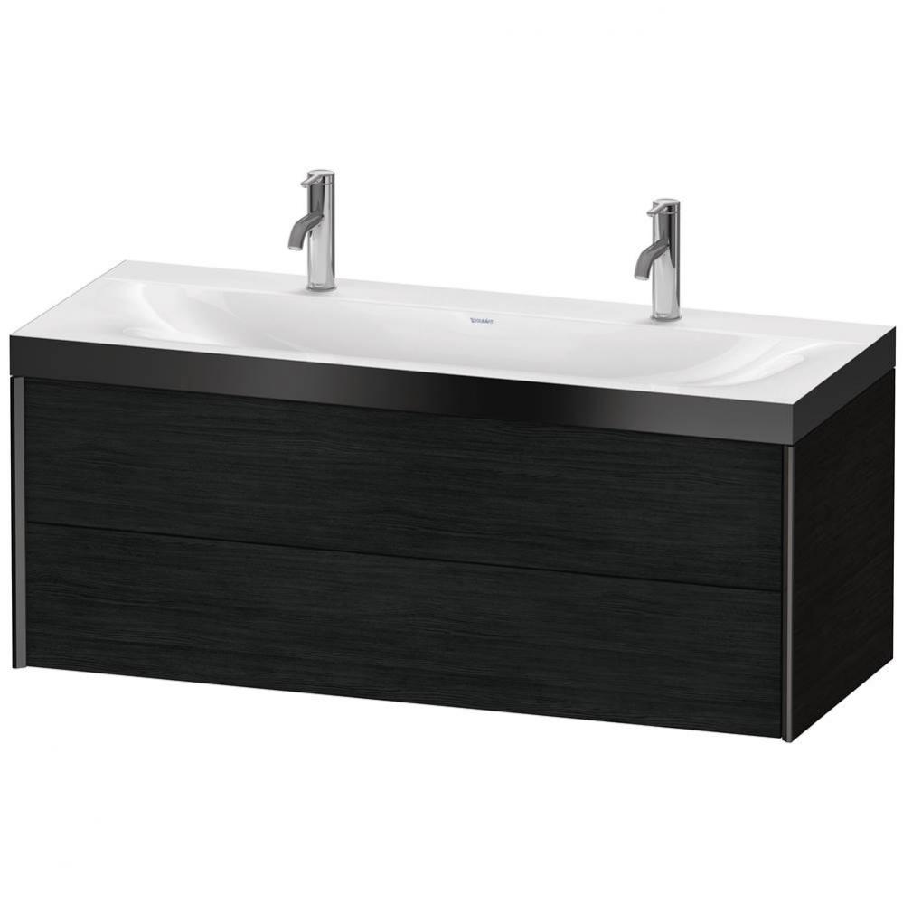 XViu Two Drawer C-Bonded Wall-Mount Vanity Kit Oak Black