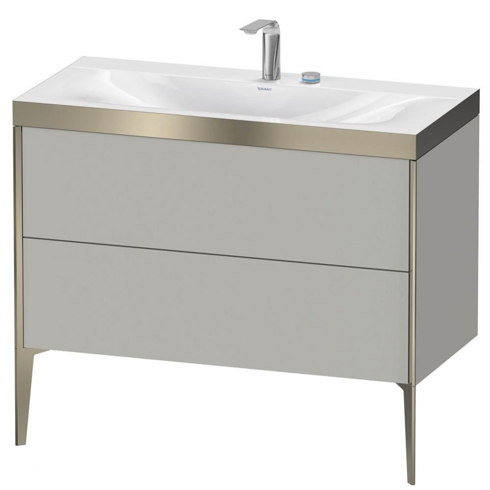 Duravit XViu Two Drawer C-Bonded Floorstanding Vanity Kit Concrete Gray