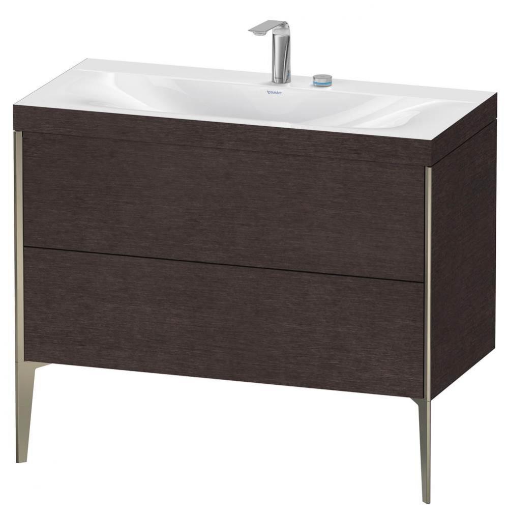 Duravit XViu Two Drawer C-Bonded Floorstanding Vanity Kit Dark Brushed Oak