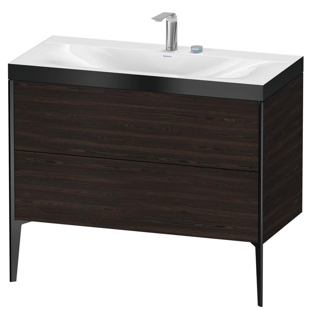 XViu Two Drawer C-Bonded Floorstanding Vanity Kit Walnut Brushed