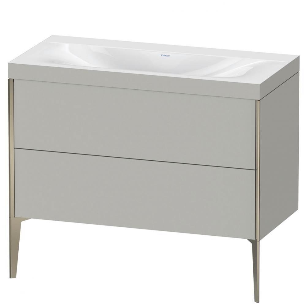 Duravit XViu Two Drawer C-Bonded Floorstanding Vanity Kit Concrete Gray