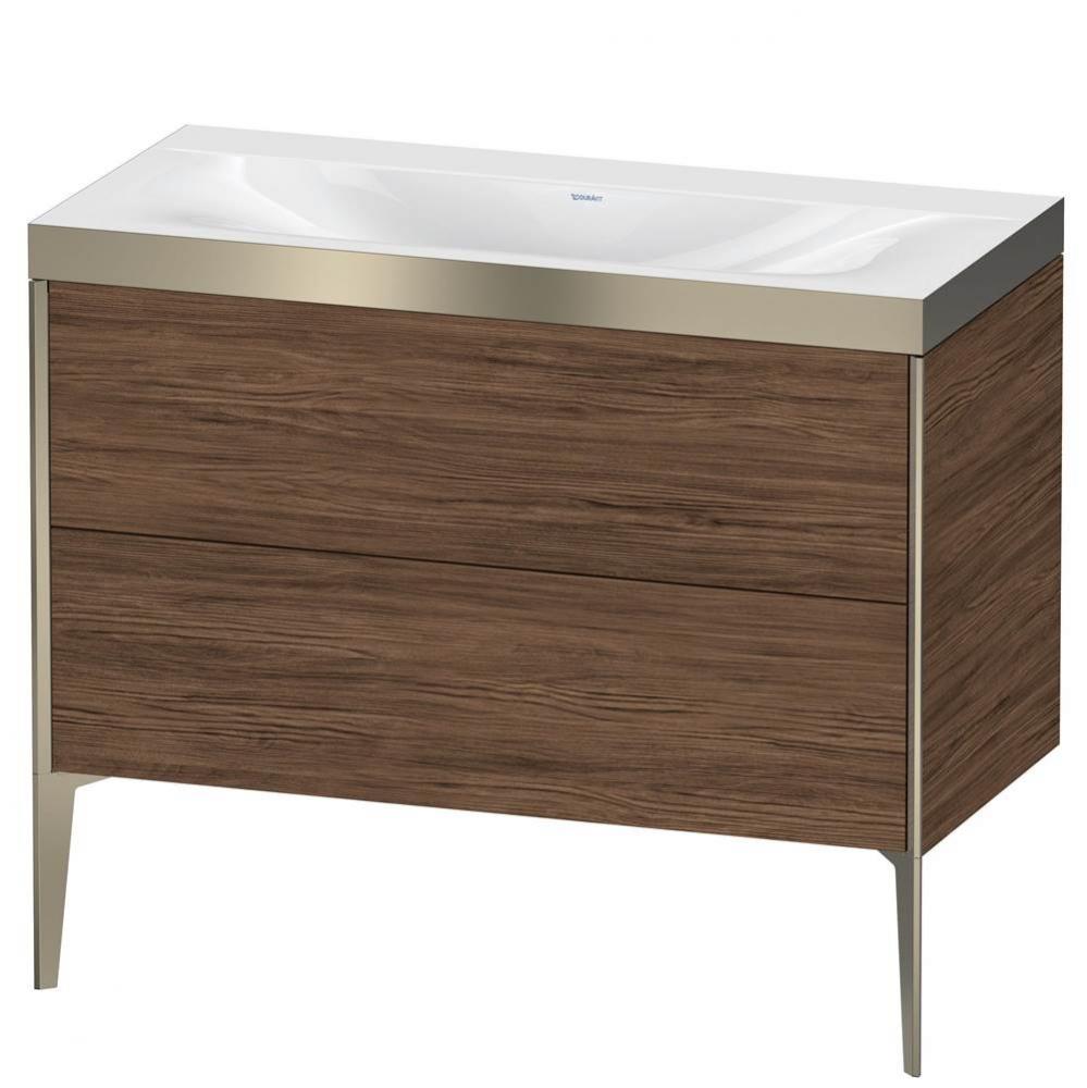 Duravit XViu Two Drawer C-Bonded Floorstanding Vanity Kit Walnut Dark