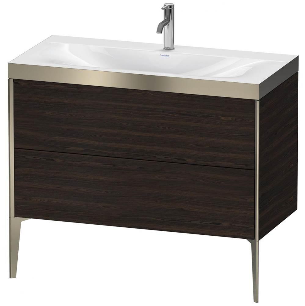 Duravit XViu Two Drawer C-Bonded Floorstanding Vanity Kit Walnut Brushed