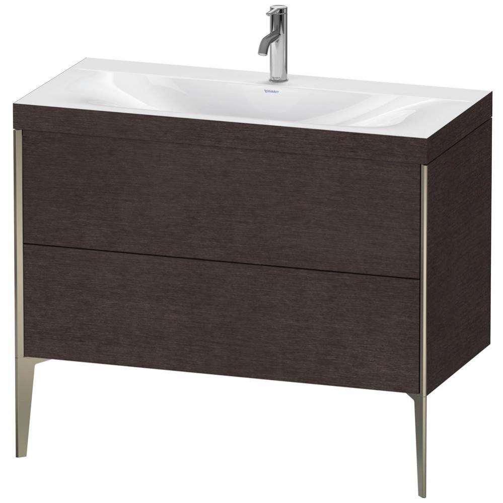 Duravit XViu Two Drawer C-Bonded Floorstanding Vanity Kit Dark Brushed Oak