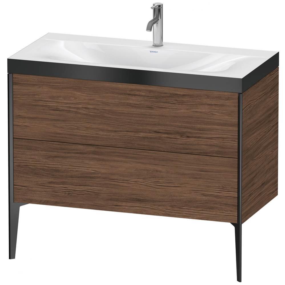 XViu Two Drawer C-Bonded Floorstanding Vanity Kit Walnut Dark