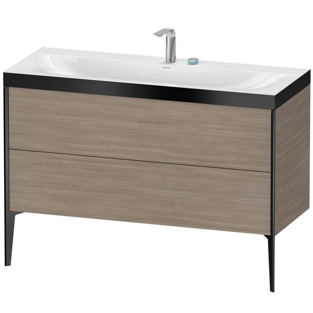 Duravit XViu Two Drawer C-Bonded Floorstanding Vanity Kit Silver Pine