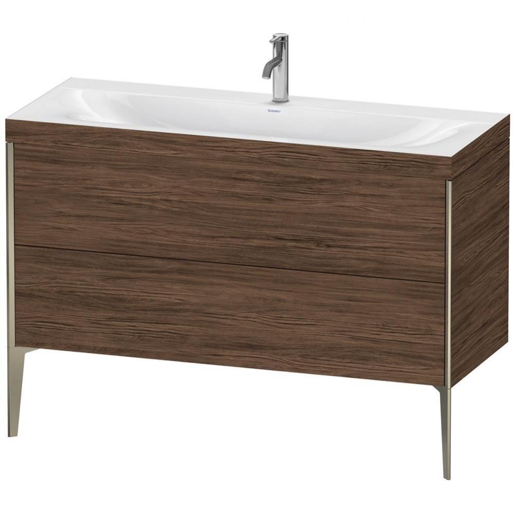 Duravit XViu Two Drawer C-Bonded Floorstanding Vanity Kit Walnut Dark