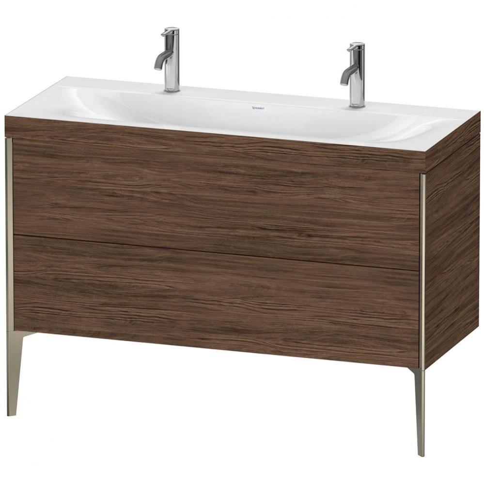 Duravit XViu Two Drawer C-Bonded Floorstanding Vanity Kit Walnut Dark