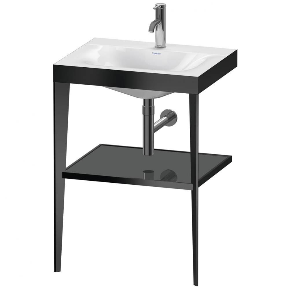 XViu C-Bonded Vanity Kit with Sink and Metal Console White|Black