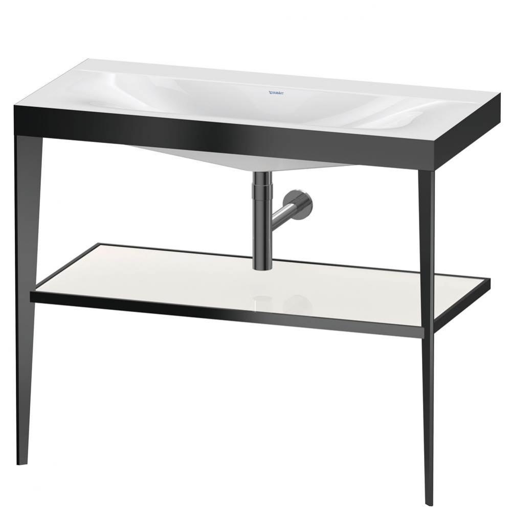 XViu C-Bonded Vanity Kit with Sink and Metal Console White|Black