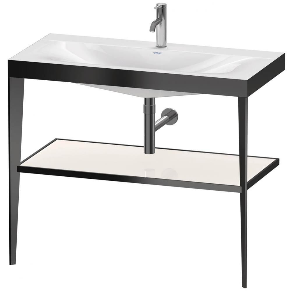 XViu C-Bonded Vanity Kit with Sink and Metal Console White|Black