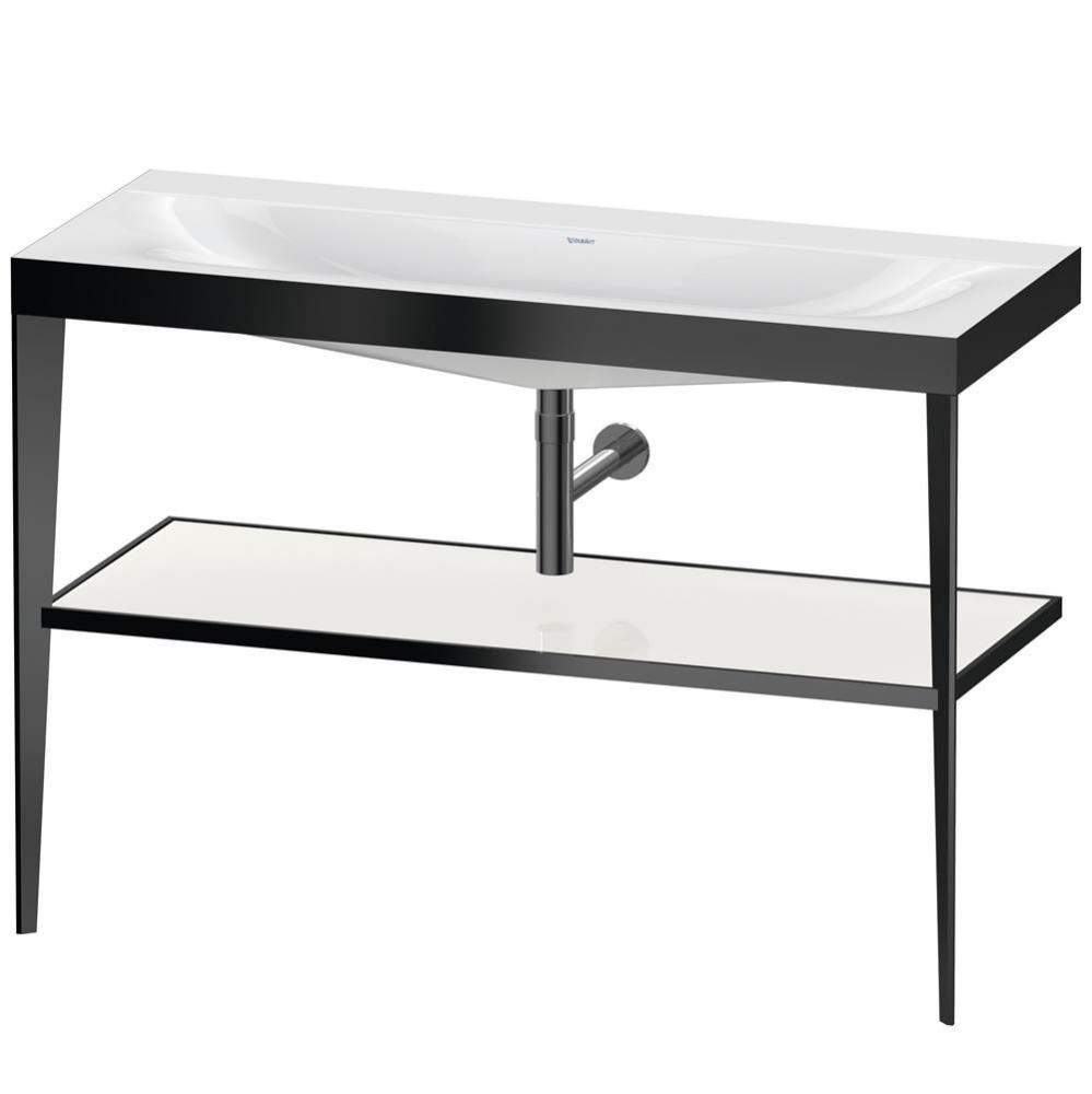 XViu C-Bonded Vanity Kit with Sink and Metal Console White|Black