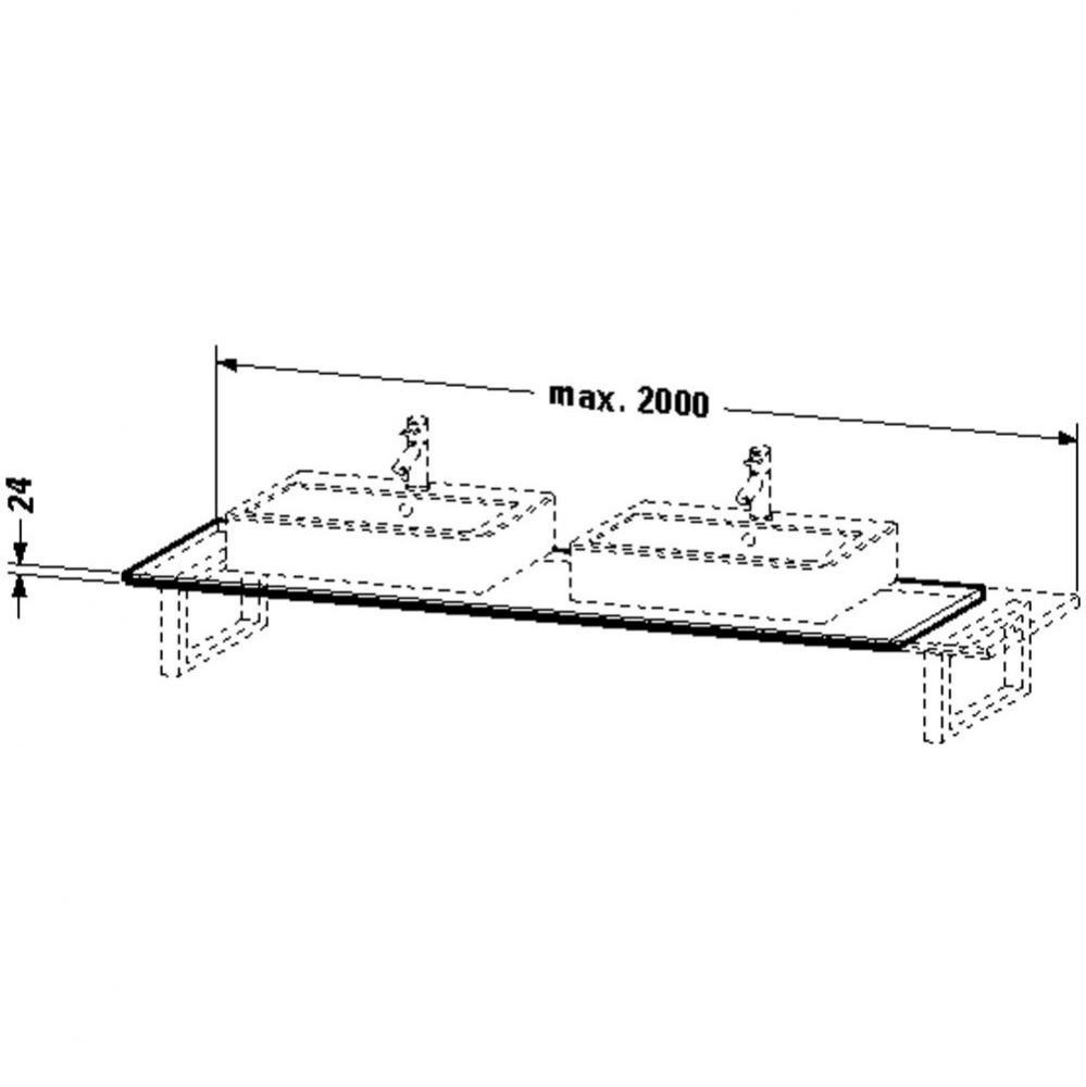 HD2 Variable Console, for niche 24xVARx550mm, 2 cut out White