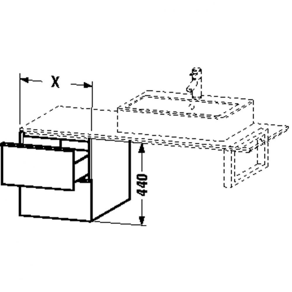 HD2 Low cab 2 drawers for console 440x500x550, Euro