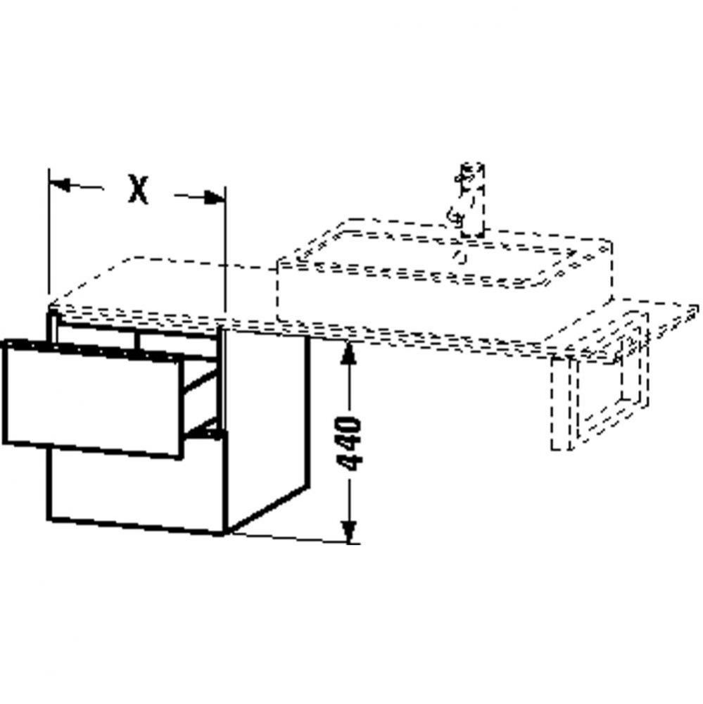 HD2 Low cab 2 drawers for console 440x600x480,