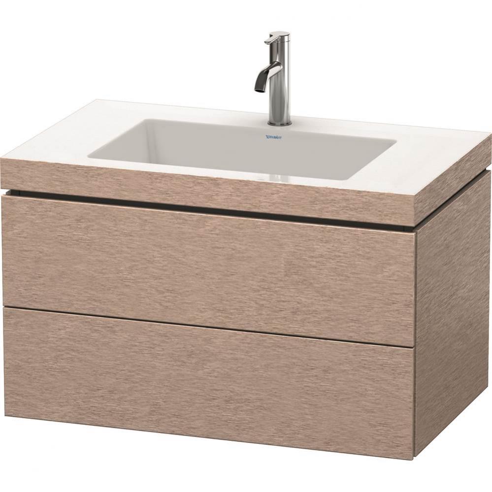 Duravit L-Cube Two Drawer C-Bonded Wall-Mount Vanity Kit Cashmere Oak