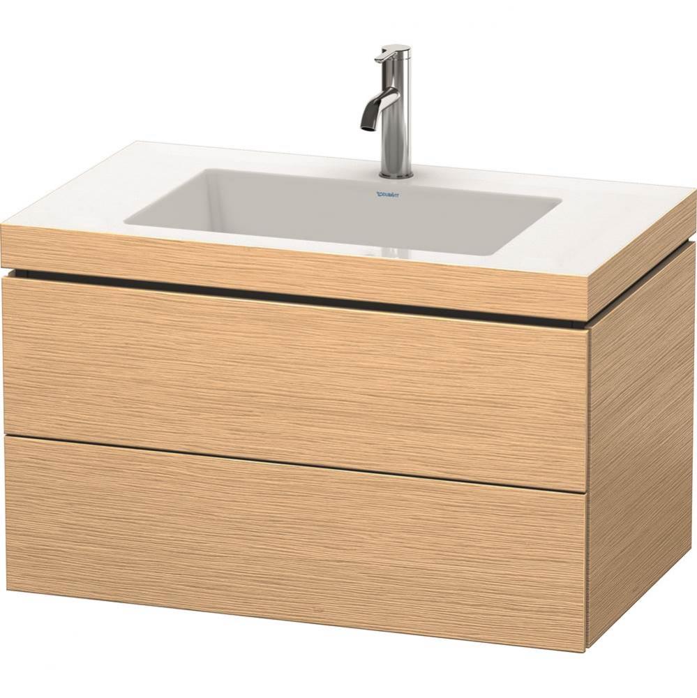 Duravit L-Cube Two Drawer C-Bonded Wall-Mount Vanity Kit Brushed Oak