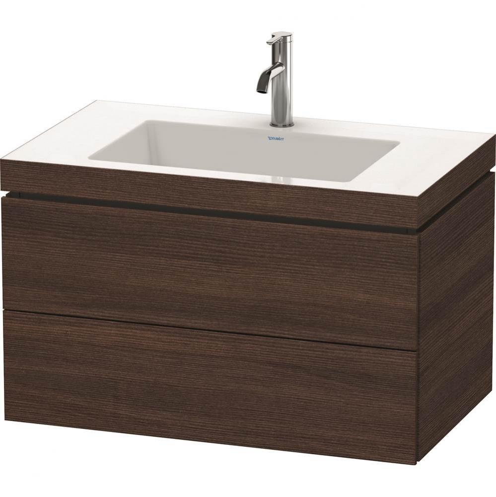 Duravit L-Cube Two Drawer C-Bonded Wall-Mount Vanity Kit Chestnut Dark