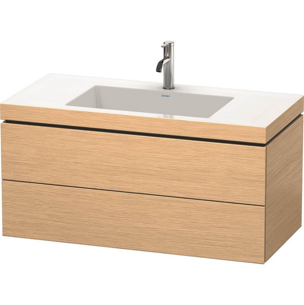 Duravit L-Cube Two Drawer C-Bonded Wall-Mount Vanity Kit Brushed Oak