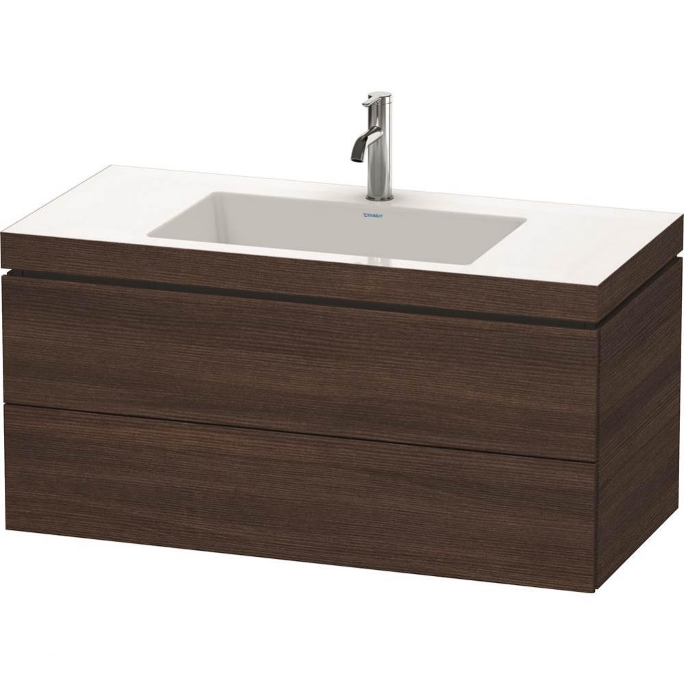 Duravit L-Cube Two Drawer C-Bonded Wall-Mount Vanity Kit Chestnut Dark