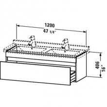 Duravit DS639007918 - Duravit DuraStyle One Drawer Wall-Mount Vanity Unit Walnut|White