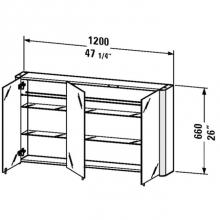 Duravit LM977303737 - LM mirror cabinet 47 1/4''x26'' - Aluminum