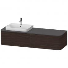 Duravit HP4944L6969 - Happy D.2 Plus Two Drawer Wall-Mount Vanity Unit Walnut Brushed