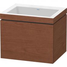 Duravit LC6916N1313 - L-Cube One Drawer C-Bonded Wall-Mount Vanity Kit American Walnut