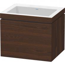 Duravit LC6916N6969 - L-Cube One Drawer C-Bonded Wall-Mount Vanity Kit Walnut Brushed