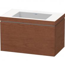 Duravit LC6917N1313 - L-Cube One Drawer C-Bonded Wall-Mount Vanity Kit American Walnut