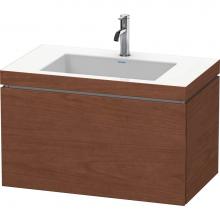 Duravit LC6917O1313 - L-Cube One Drawer C-Bonded Wall-Mount Vanity Kit American Walnut