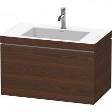 Duravit LC6917O6969 - L-Cube One Drawer C-Bonded Wall-Mount Vanity Kit Walnut Brushed