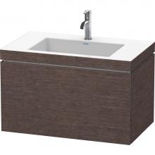 Duravit LC6917O7272 - L-Cube One Drawer C-Bonded Wall-Mount Vanity Kit Dark Brushed Oak