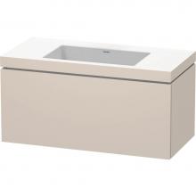 Duravit LC6918N9191 - L-Cube One Drawer C-Bonded Wall-Mount Vanity Kit Taupe