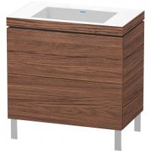 Duravit LC6937N2121 - L-Cube Two Drawer C-Bonded Floorstanding Vanity Kit Walnut Dark