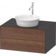 Duravit WT4985077H1 - White Tulip Wall-Mounted Vanity Unit American Walnut Solid/Graphite High Gloss