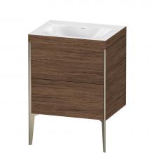 Duravit XV4709NB121C - Duravit XViu Two Drawer C-Bonded Floorstanding Vanity Kit Walnut Dark