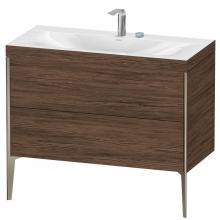 Duravit XV4711EB121C - Duravit XViu Two Drawer C-Bonded Floorstanding Vanity Kit Walnut Dark