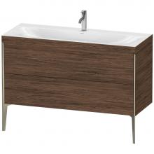 Duravit XV4712OB121C - Duravit XViu Two Drawer C-Bonded Floorstanding Vanity Kit Walnut Dark