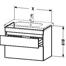 Duravit DS648304343 - Duravit DuraStyle Two Drawer Wall-Mount Vanity Unit Basalt