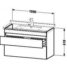 Duravit DS648905318 - Duravit DuraStyle Two Drawer Wall-Mount Vanity Unit Chestnut Dark|White